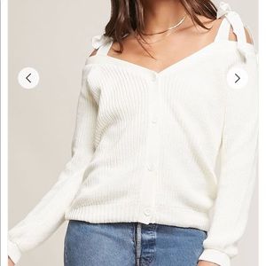 Shoulder Tie Button Sweater
